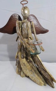 Christmas Driftwood  Angel Candel Holder 36 cm Santas Workshop Direct