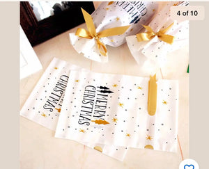 Christmas Gift Bag Cookie Candy Bag Snowflake Crisp Handmade Drawstring Bags x 50pcs Santas Workshop Direct