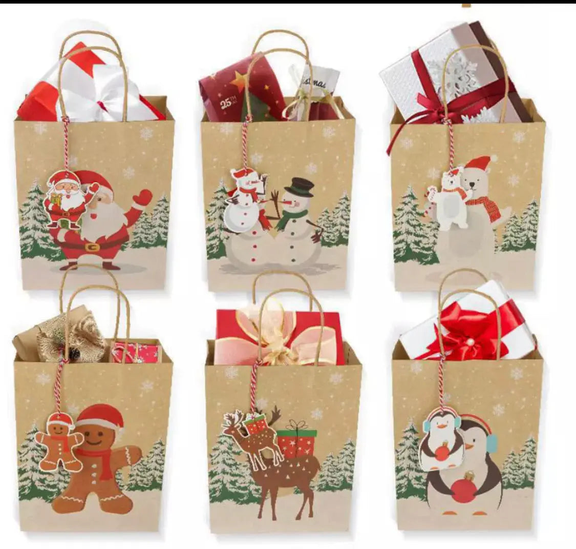 Christmas Gift Bags x 12 pcs Santas Workshop Direct