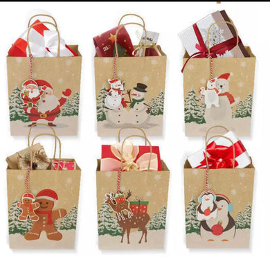 Christmas Gift bags x 6 pcs with tags Santas Workshop Direct