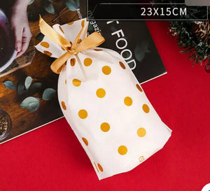 Christmas Gold dots  Candy Bag Valentines Day Halloween Christmas plastic Gift bag  pack 1 Santas Workshop Direct