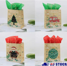 Christmas Green Gift bags x 12 pcs with tags Santas Workshop Direct