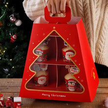High Tea Christmas Tree Red & Green cup cake tower gift box 2pk - Santas Workshop Direct