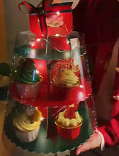 High Tea Christmas Tree Red & Green cup cake tower gift box 2pk - Santas Workshop Direct