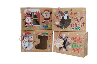 Christmas cookie cake biscuit box (Yellow, Green & Red) x 12 pcs Santas Workshop Direct