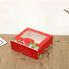 Red Christmas themed window bakery cookie gift box 12pcs size  13.7 x 13.7 x 5.2 cm
