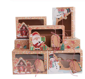Christmas cup Cake Muffin Cookie Cake Box with tags x 1pc (Gingerbread design) Santas Workshop Direct