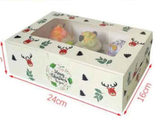 🎄 12PCS Christmas 6-Hole Cupcake Bakery Boxes with Clear Window & Inserts
