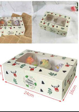 Christmas themed 6 hole cupcake boxes including inserts