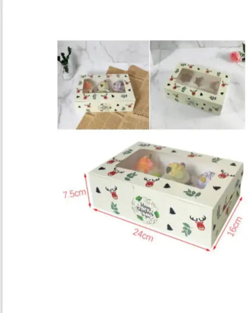 Christmas cup cake boxes x6 pcs Santas Workshop Direct