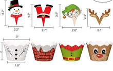 Christmas cup cake muffin wrappers with toppers 12 pc Santas Workshop Direct