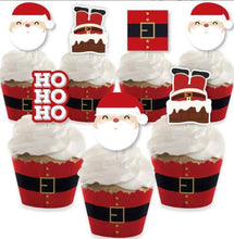 Santa Claus Christmas Cupcake Decorations 24PCS – Muffin Wrappers with Toppers, Festive Baking Supplies for Holiday Treats & Party Table