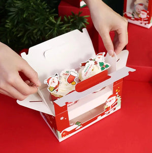 Cup cake box 2 hole Christmas cookies / candy / biscuits 1 pc Santas Workshop Direct