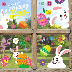 Easter Basket Bunny Vinyl Window Stickers x 4pcs Santas Workshop Direct