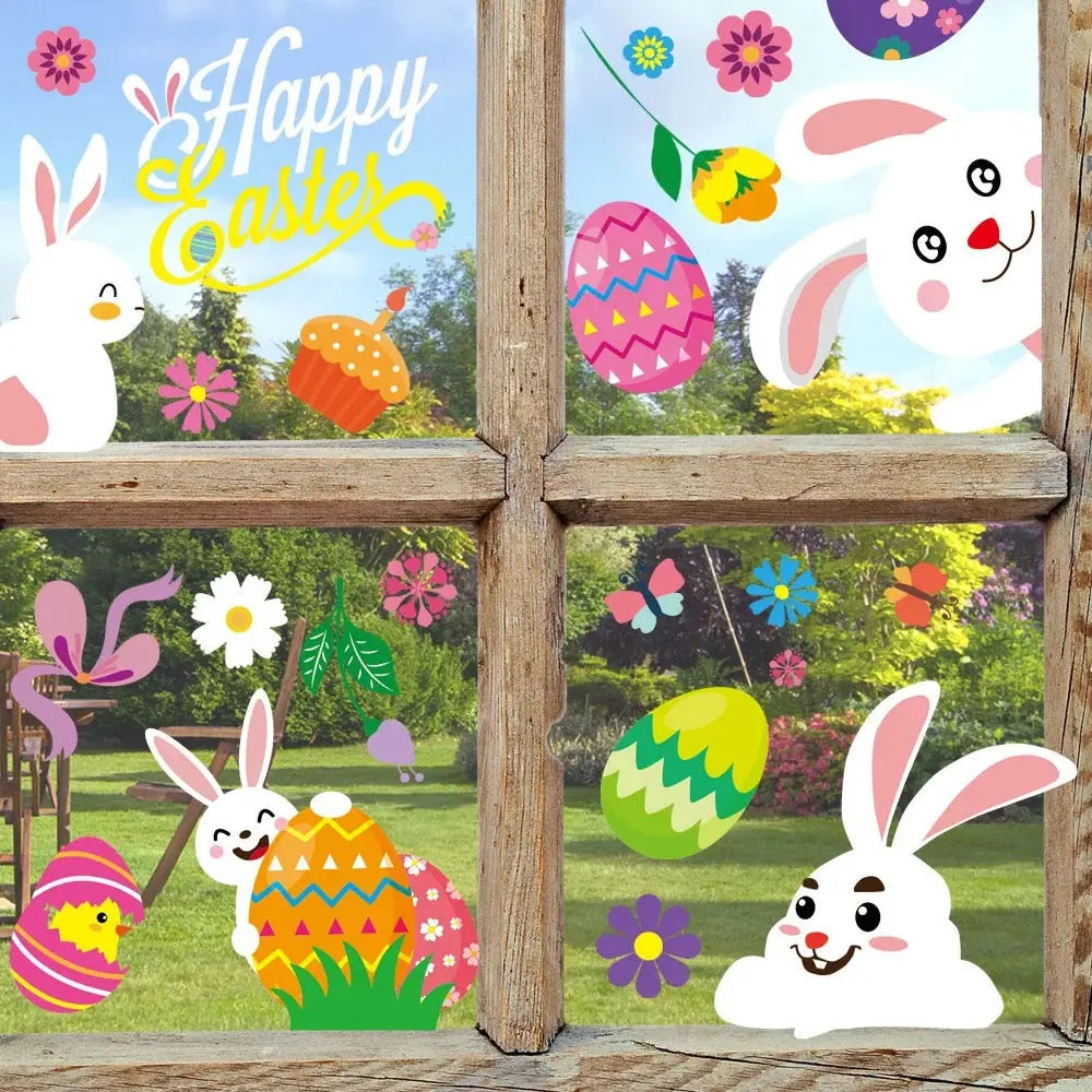 Easter Basket Bunny Vinyl Window Stickers x1pcs Santas Workshop Direct