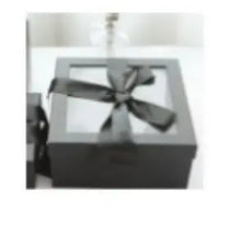 Elegant black square box/ hamper  with black ribbon 23 .5 cm Santas Workshop Direct
