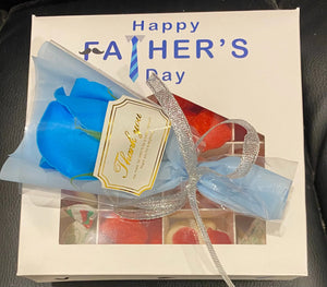 Fathers Day candy giftbox with blue soap flower  x1 pc Santas Workshop Direct