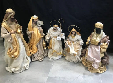  Gold and white Christmas Holy Family Nativity set / scene with manger  -35-50cm Santas Workshop Direct