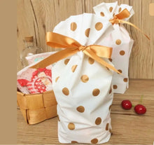 Gold dots Candy Bag Valentines Day/ Mothers Day / Halloween/ Christmas Handmade plastic bags pack 6 Santas Workshop Direct