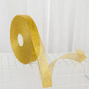 Gold silky ribbon 10mm Santas Workshop Direct