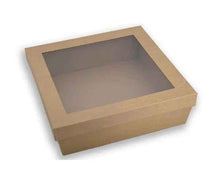 5pcs Portable Kraft Paper Picnic Display Box, Disposable Card Display Box with Lid, Transparent Window, Camping Dessert Cake Box, Suitable for Picnics, Camping Parties, Weddings And Other Packaging Boxes, Kitchen Supplies - 22.5cm x 22.5cm x 6cm