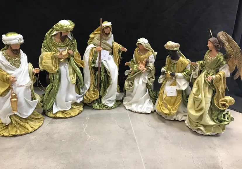 Green Christmas Holy Family Nativity set / scene with manger  -35-50 cm Santas Workshop Direct