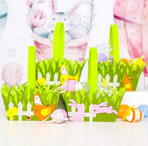 Green Easter Basket Bunny Bags / Bucket x 4 pc Santas Workshop Direct