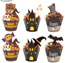 🎃 Halloween Cupcake Muffin Wrappers with Toppers – 48PCS Spooky Party Baking Decorations for Cakes, Cupcakes & Dessert Table 👻