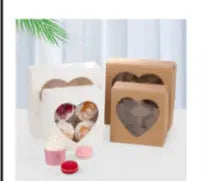 Kraft Heart Cup cake boxes / cookie gift box x 1pcs Santas Workshop Direct