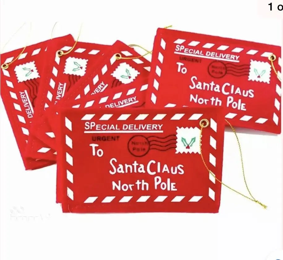 Letter Candy Bag To Santa Claus Felt Envelope Embroidery Christmas Decoration x 1 pc Santas Workshop Direct