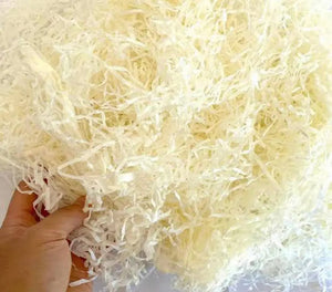 Light yellow Shredded tissue paper hamper filler 20grams Santas Workshop Direct