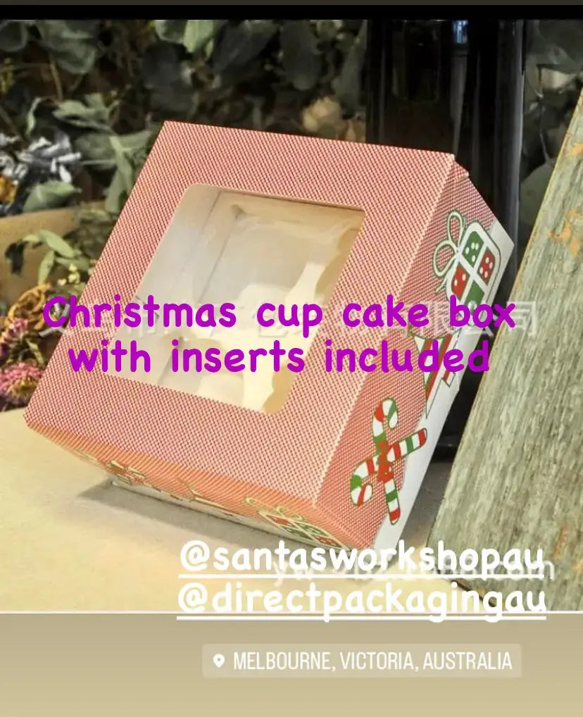 Orange Christmas cup cake box x 24 pcs Santas Workshop Direct