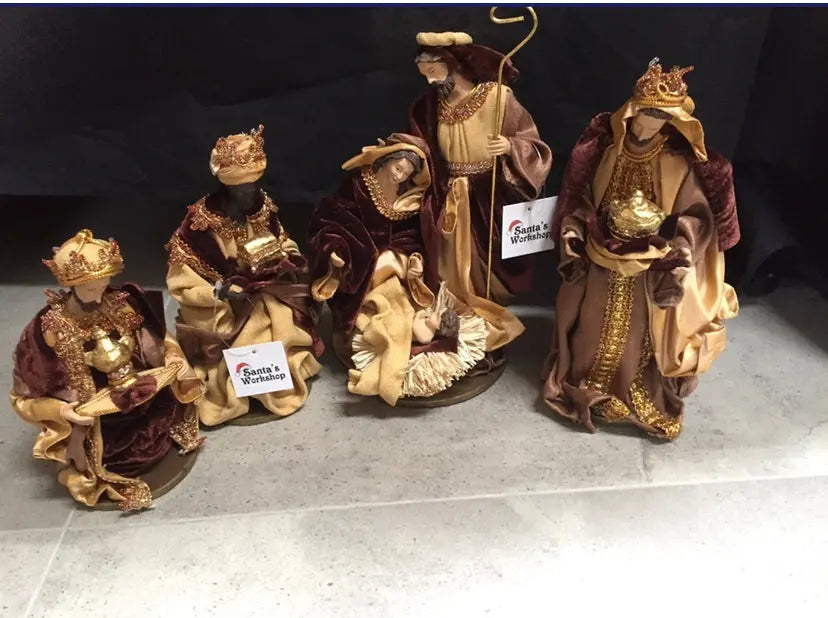 10.5'' Christmas Nativity set Brown Gold 29 cm approx Santas Workshop Direct