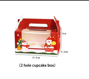 PRE ORDER Cup cake box 2 hole Christmas cup cake box. X100 pcs Santas Workshop Direct