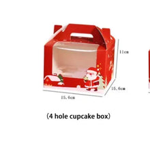 PRE ORDER Cup cake box 4 hole Christmas cup  cake box. X100 pcs Santas Workshop Direct