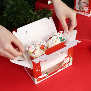 PRE ORDER Cup cake box 6 hole Christmas cup  cake box. X100 pcs Santas Workshop Direct