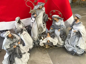PRE ORDER Silver Christmas Holy Family Nativity set / scene with manger  -35-50 cm Santas Workshop Direct