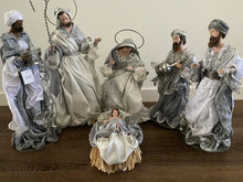 Silver and white Christmas Holy Family Nativity set / scene with manger  -35-50cm Santas Workshop Direct