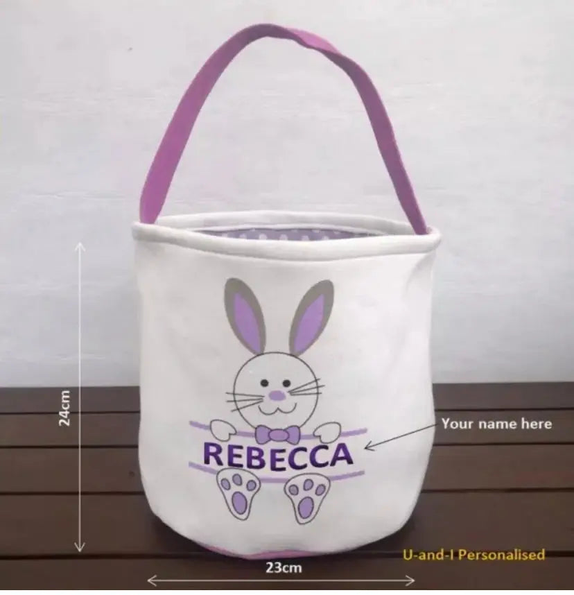 Personalise Purple Easter Basket Bunny Bags / Bucket x1 pc Santas Workshop Direct