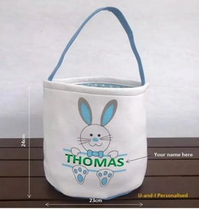 Personalised Blue Easter Basket Bunny Bags / Bucket x1 pc Santas Workshop Direct