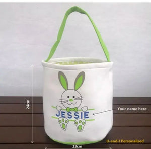 Personalised Green Easter Basket Bunny Bags / Bucket x1 pc Santas Workshop Direct