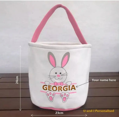 Personalised Pink Easter Basket Bunny Bags / Bucket x1 pc Santas Workshop Direct