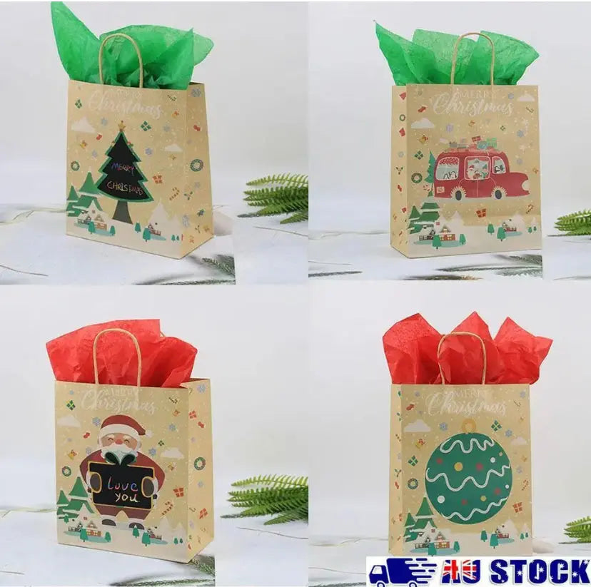 Personalize Christmas Gift bags x  12 pcs with tags (red & green) Santas Workshop Direct