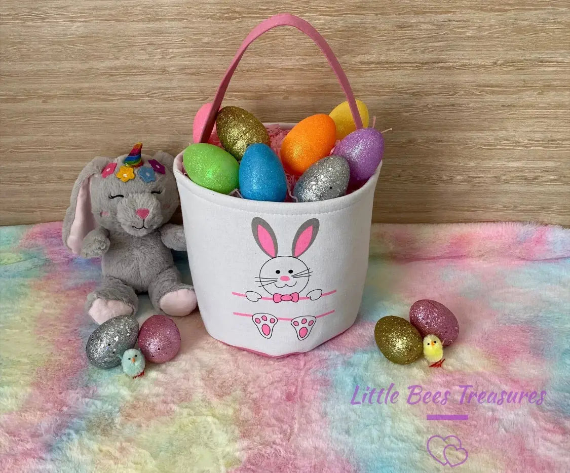 Pink Easter Basket Bunny Bags / Bucket x 1 pc Santas Workshop Direct
