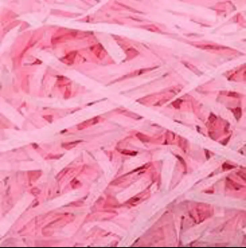 Pink Shredded paper hamper filler 20 grams Santas Workshop Direct