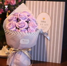 Mothers day Birthday Valentines day Girlfriend Lilac Rose Everlasting flowers bouquet with gift box - Santas Workshop Direct