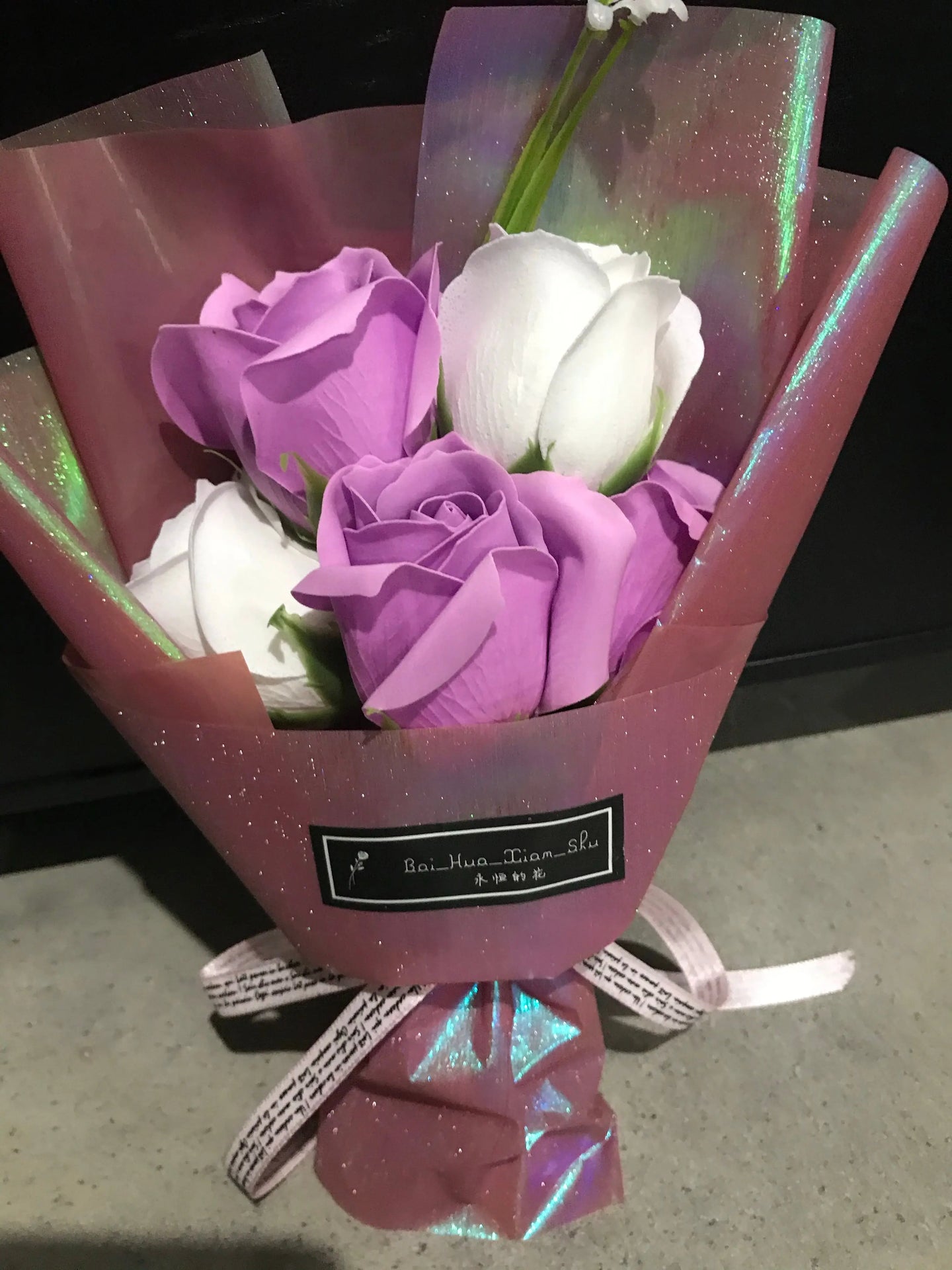 Purple Rose Soap Flowers Bouquet / Mothers Day / Birthday / Anniversary / Wedding Santas Workshop Direct