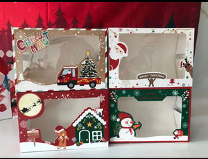 Red Green White  Stripped Christmas cookie cake biscuit gift  box x 12 pcs Santas Workshop Direct