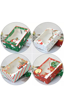 Red Green White  Stripped Christmas cookie cake biscuit gift box x 48 pcs Santas Workshop Direct