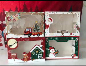 Red Green White  Stripped Christmas cookie cake biscuit gift box x 48 pcs Santas Workshop Direct